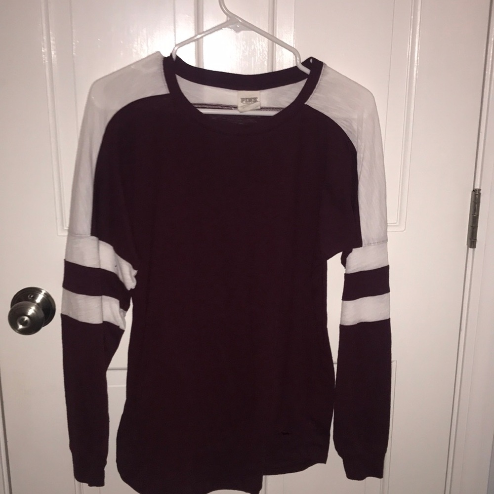 Maroon and white “Pink” tee shirt